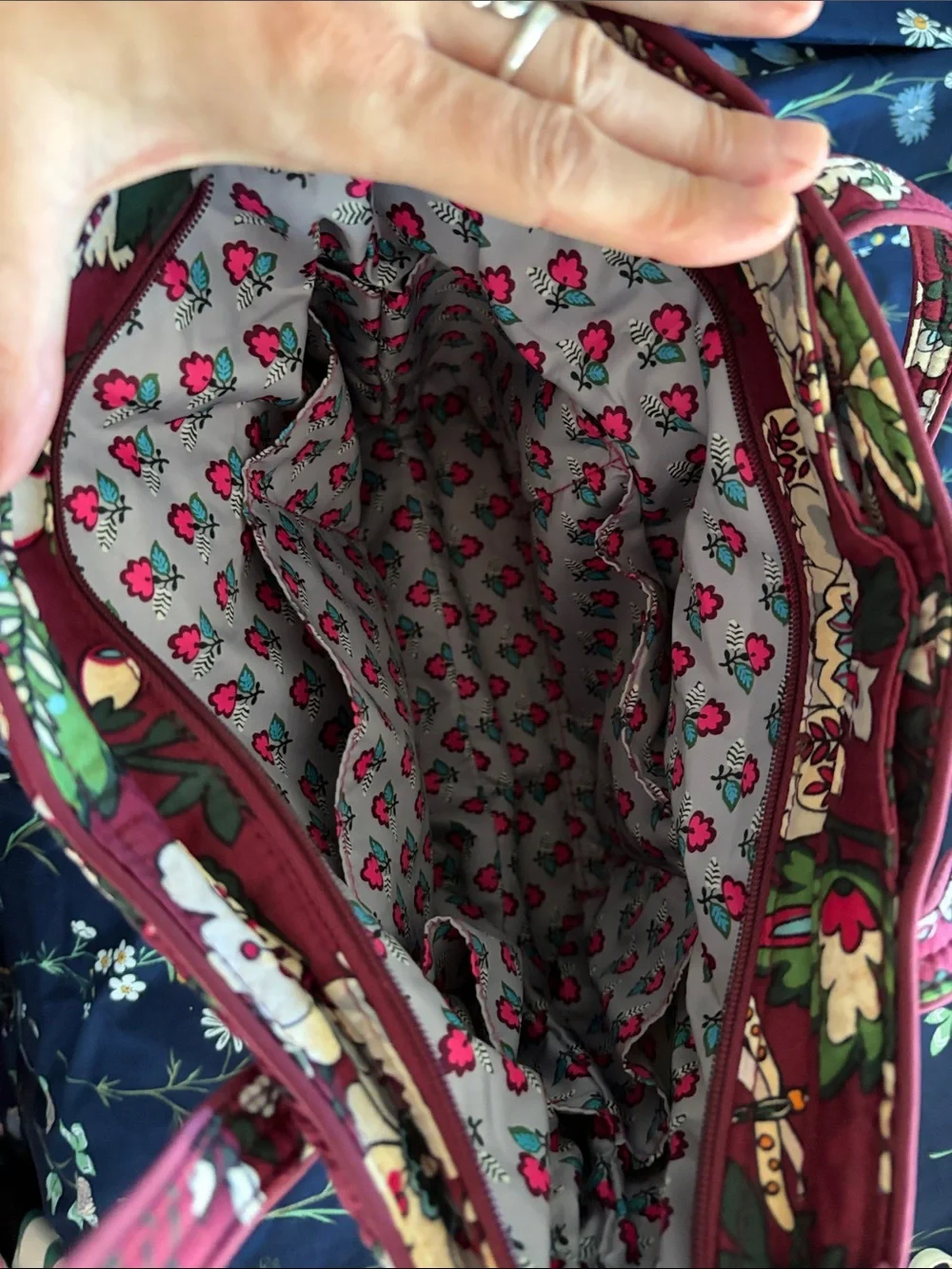 Vera Bradley Burgundy Floral Quilted Tote